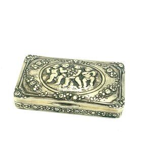 Dutch Box Antique Silver 935 Germany Pillbox Snuff Decorative Design 2.5''x1.5''
